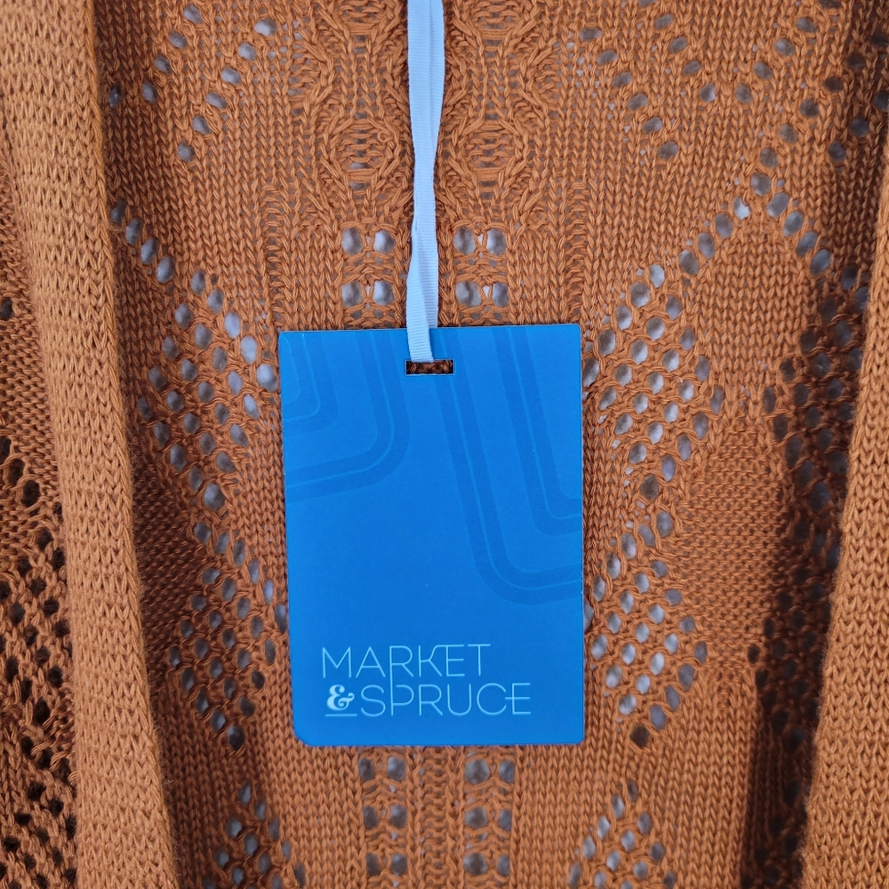 Market & Spruce Openwork Knit Cardigan - Rust - Picture 9 of 14
